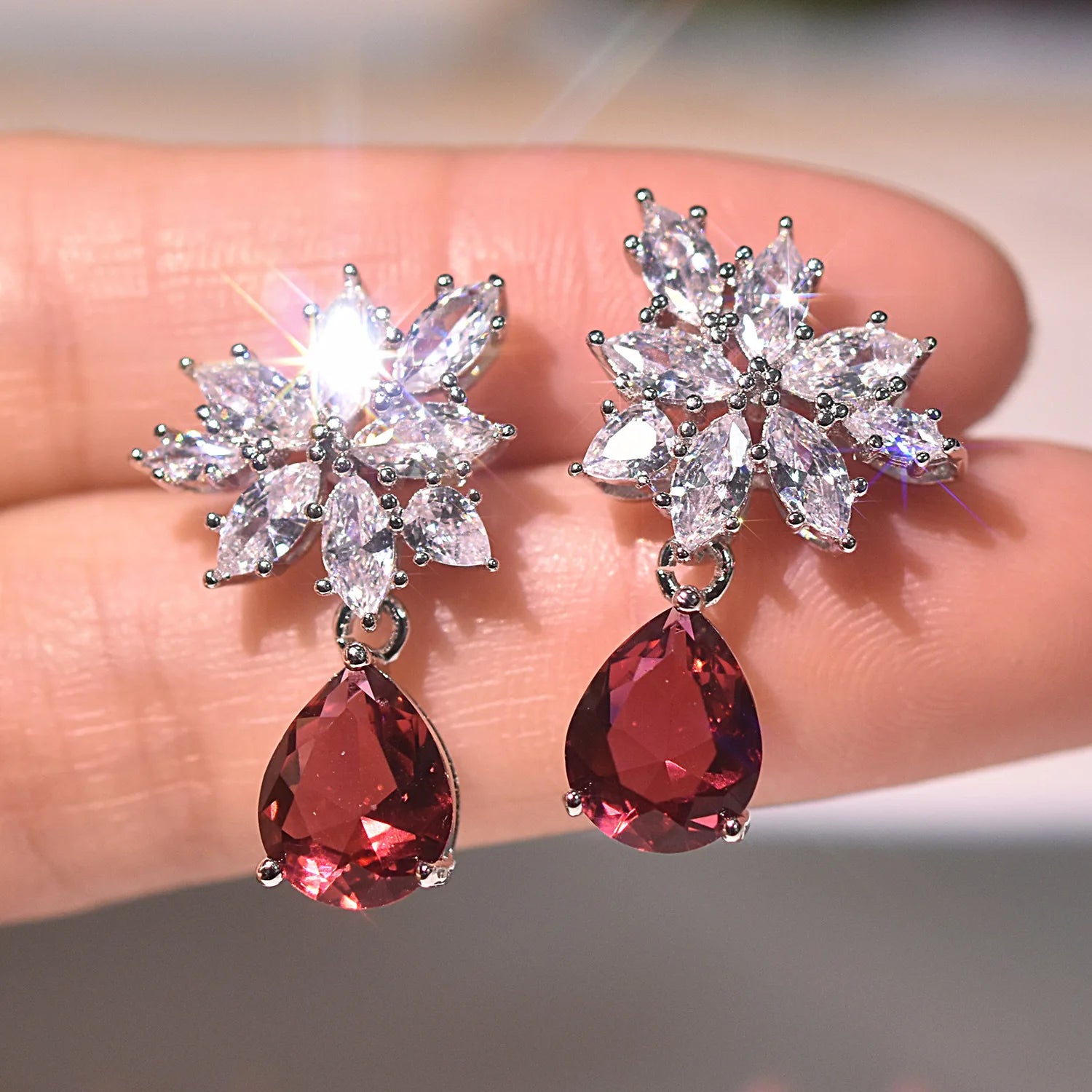 2021 Natural Ruby Drop Earrings Women S925 Sterling Silver 8-9mm Bread Oval Ethnic Freshwater Cultured Fine Jewelry Wedding Gift