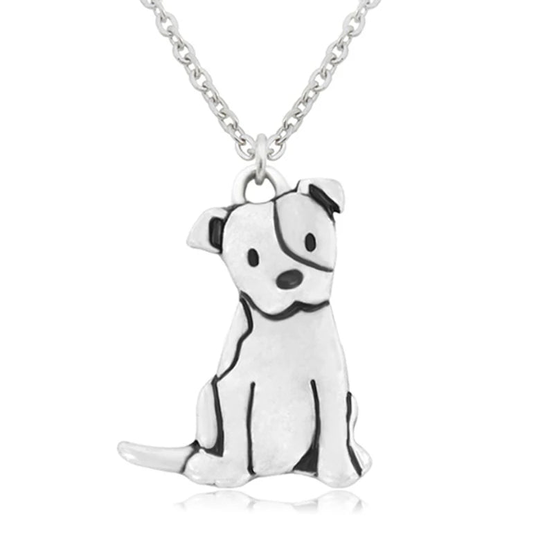 New Fashion Pit Bull Stainless Steel Chain Long Necklace Women Boho Cute Dog Pendant Necklaces For Men Jewelry Choker Lover Gift