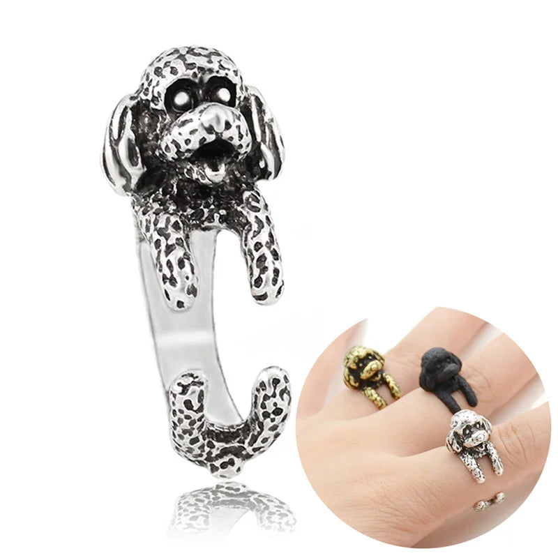 Retro Boho Bichon Frise Anel Animal Couple Rings For Women Punk Brass Knuckle Bague Dog Anillos Ring Men Jewelry Anniversary
