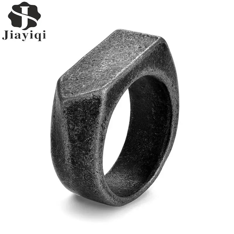 Flat Top Classic Simple Smooth Stainless Steel Ring Vintage Male Jewelry Accessories Wedding Band 4 Colors