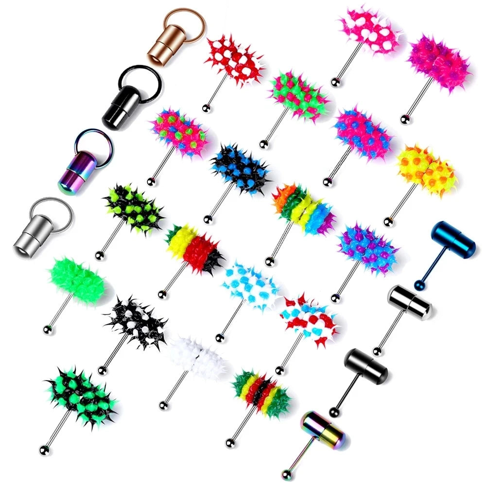 1pc 14g Stainless Steel Vibrating Tongue Piercing Ring Silicone Tongue 1pc 14g Stainless Steel Vibrating Tongue Piercing Ring Silicone Tongue