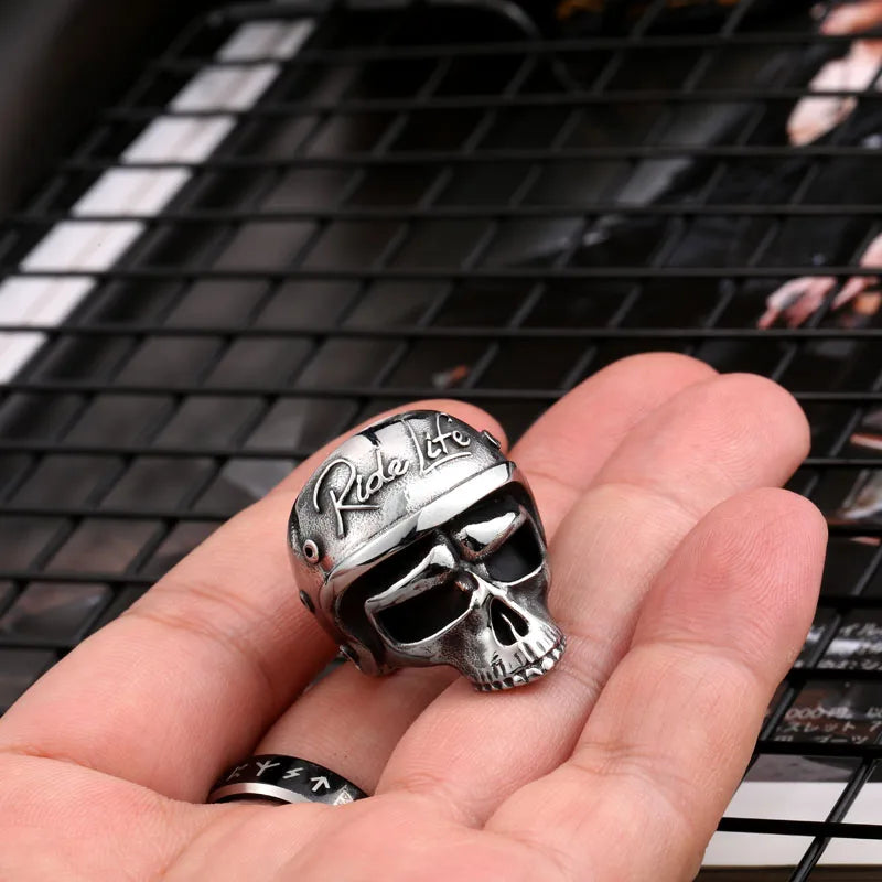 Beier new store 316L Stainless Steel motorcycle skull ring men's ring fashion jewelry for LLBR8-722R