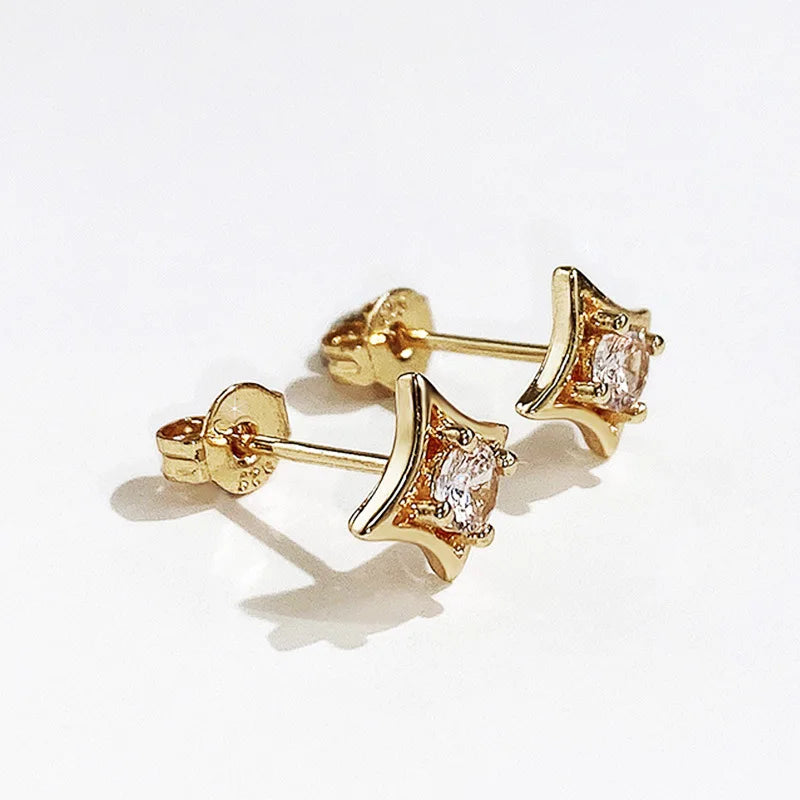 Women's 18 K Gold Earrings Exquisite Square CZ Pendant Earrings Female Personality Wild Jewelry Aretes De Mujer Women Jewelry