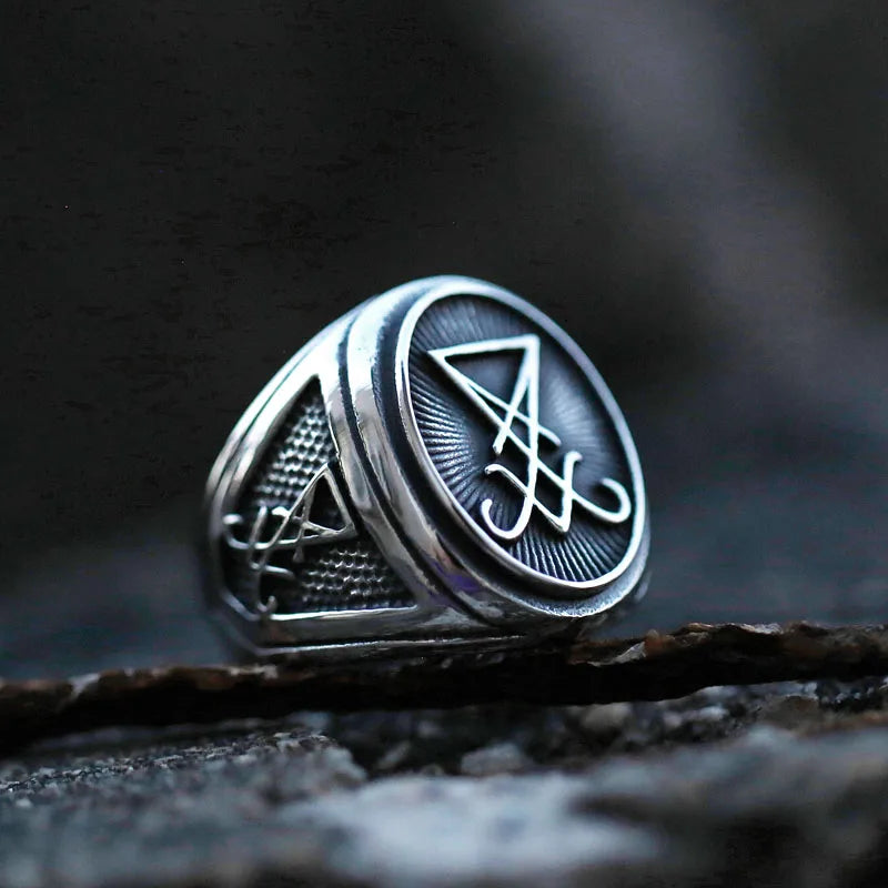 BEIER 2022 Updated Design Vintage Lucifer Satan Signet Ring Men's Ring Gothic Style Amulet Witchcraft Wicca Wholesale Jewelry - Madeinsea©