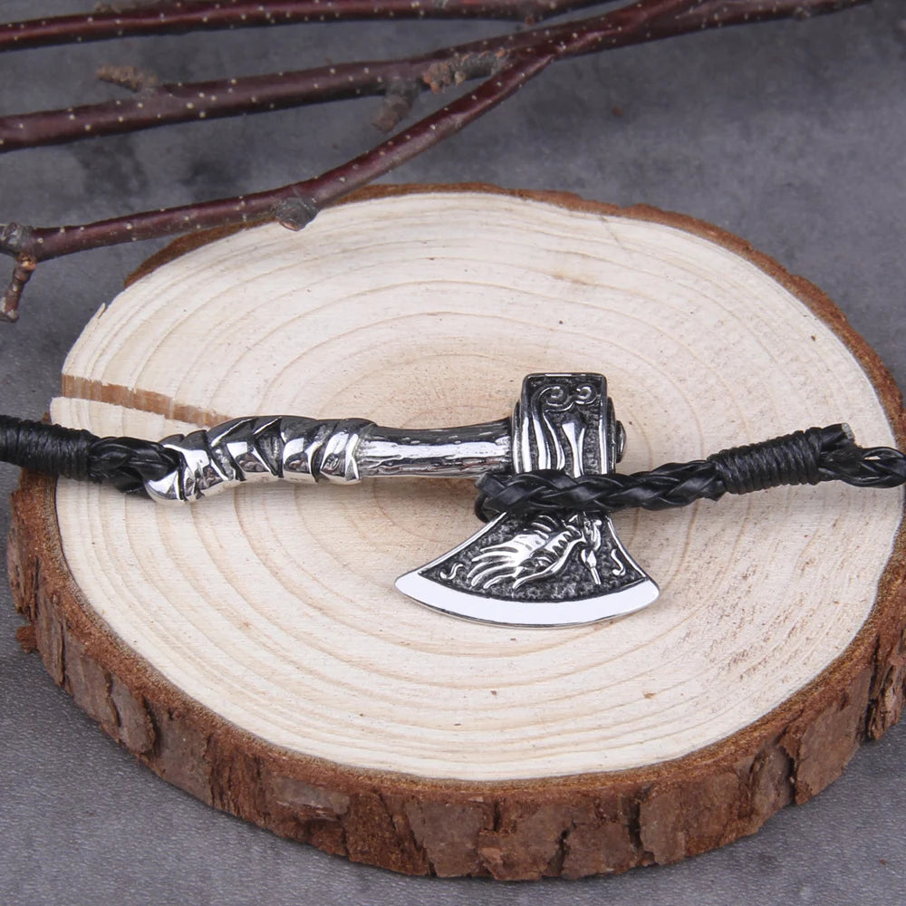 Nordic Viking Valknut Axe Amulet Bracelet (with wooden box) - Madeinsea©