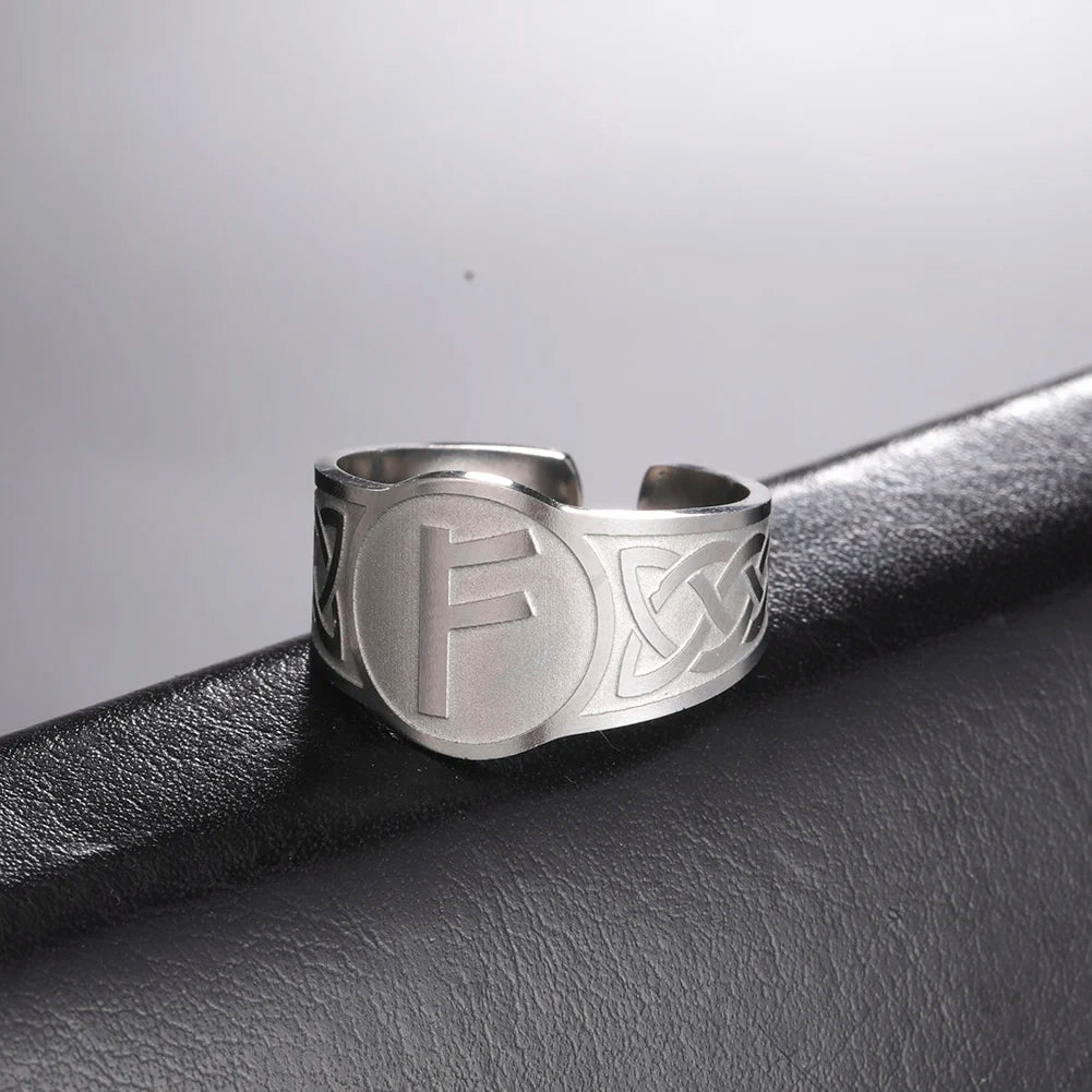 Bague runique Dawapara, nœud celtique Futhark, bague unisexe réglable, rune nordique, symbole scandinave, bijoux en acier inoxydable