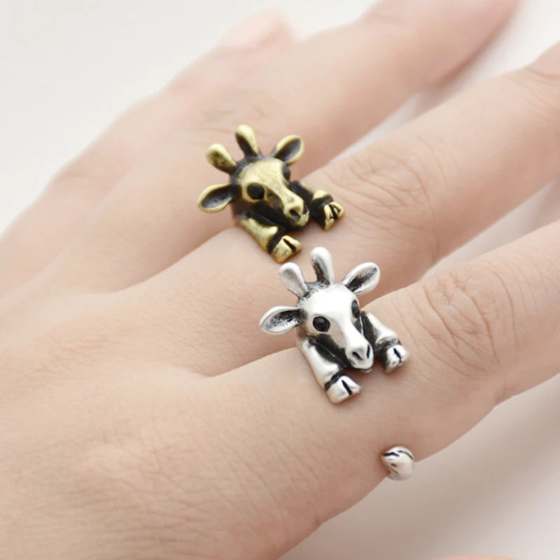 Handmade Vintage Giraffe Deer Goat Horse Rings For Women Boho Knuckle Animal Anel Masculimo Couple Ring Men Jewelry Party Gifts