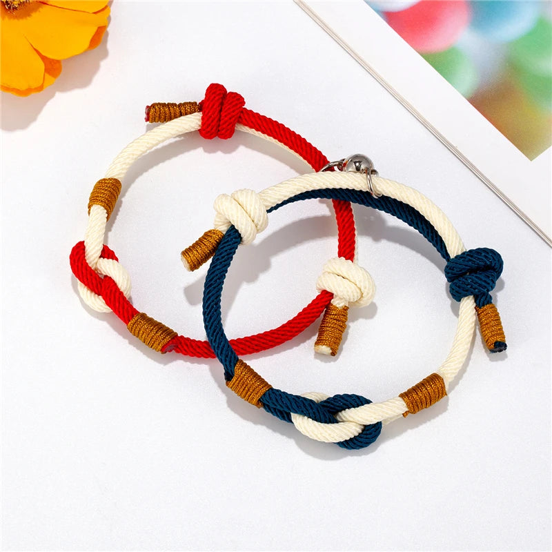 MKENDN Concentric knot Infinity Couple Bracelet For Lovers Attract Each Other Men Women Souvenirs Valentine's Day Present
