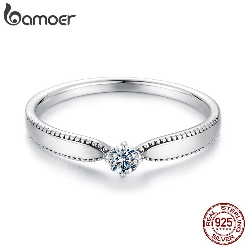 BAMOER 925 Sterling Silver Exquisite Moissanite Ring for Women Anniversary Statement Gift Fine Jewelry MSR062