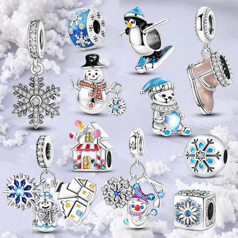 New 925 Sterling Silver Charms Beads Snowman Christmas Halloween Charm Pendent Fit Original Charm Bracelet Women Jewelry Gift - Madeinsea©