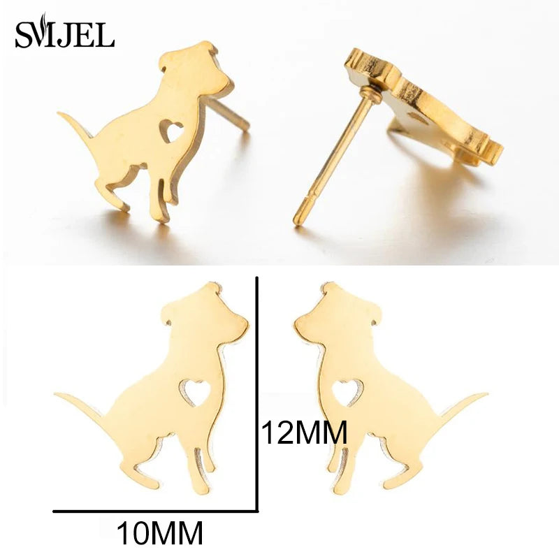 4 Paare/los Minimalistischen Schmuck Niedlichen Hund Ohrringe für Frauen Edelstahl Corgi Schäferhund Earing Kleine Tier Studs Mädchen Geschenk