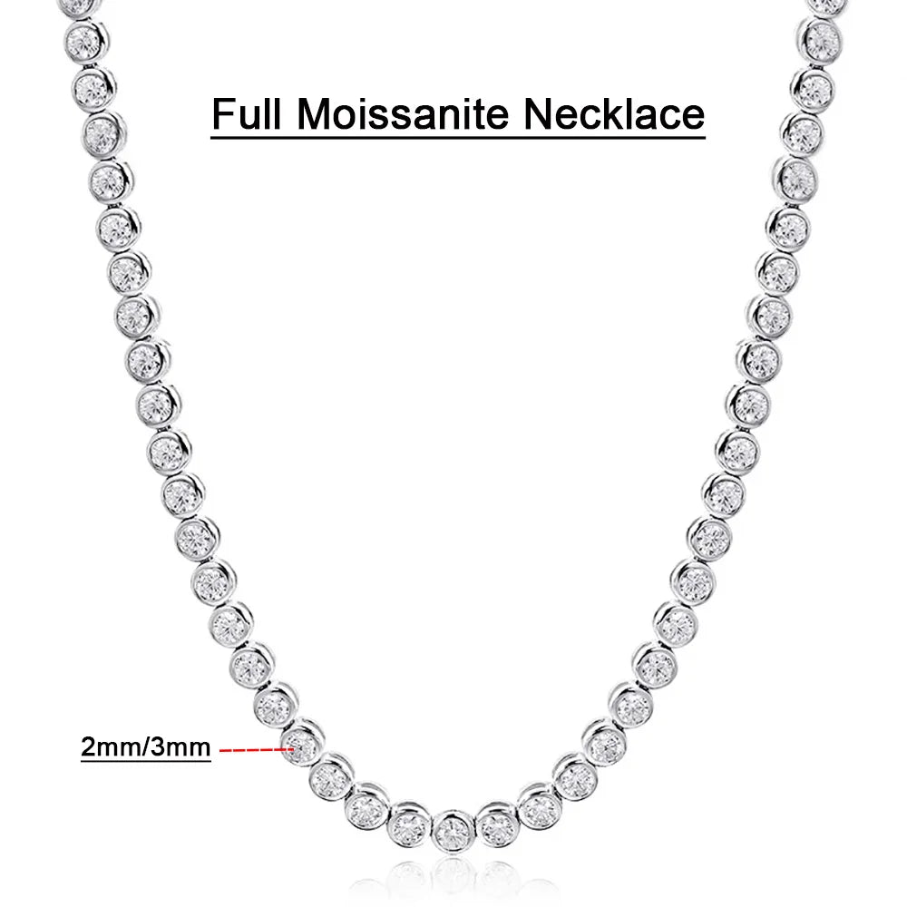 Serenity D Color 2mm 3mm Full Moissanite Tennis Necklace For Women S925 Silver Moissanite Bubble Bracelet Plate 18K Fine Jewelry