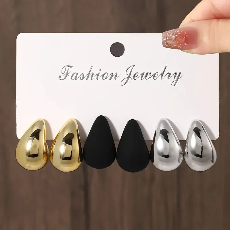 Vintage Elegant Teardrop Stud Earring Set Chic Simple Fashion Lightweight Earrings for Women Daily Wear Party Jewelry Gift 2025