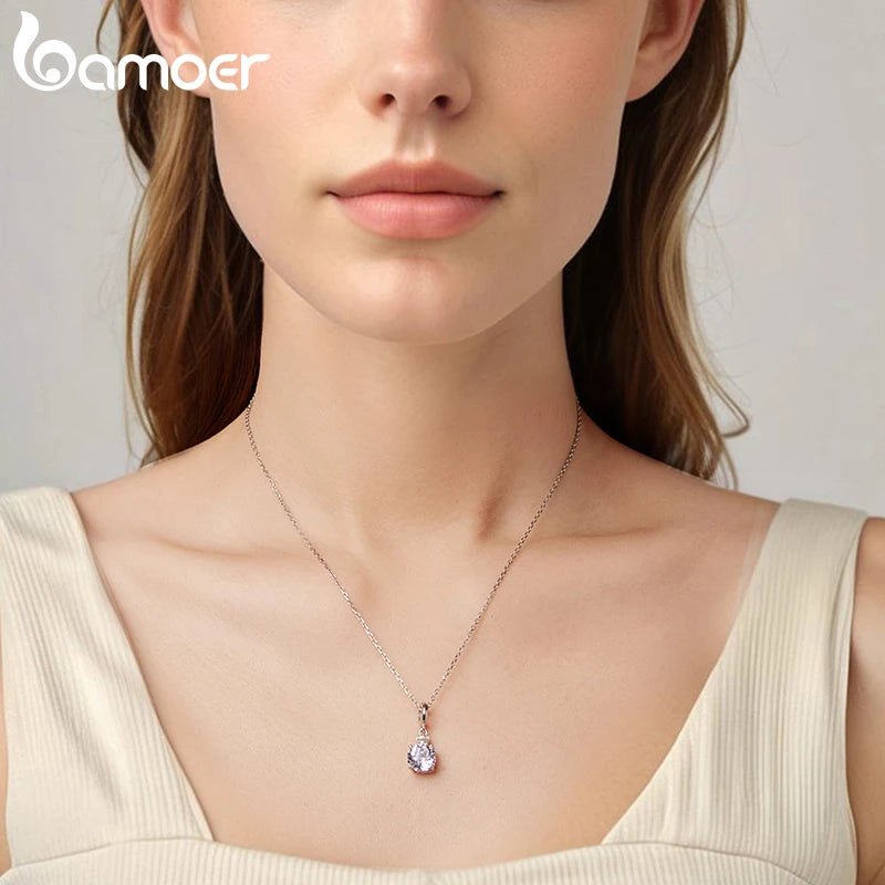 BAMOER 925 Sterling Silber Anhänger mit rotem Herz und lila Ombré-Parfümflakon, originell für Damen, DIY-Halskette, romantisches Geschenk