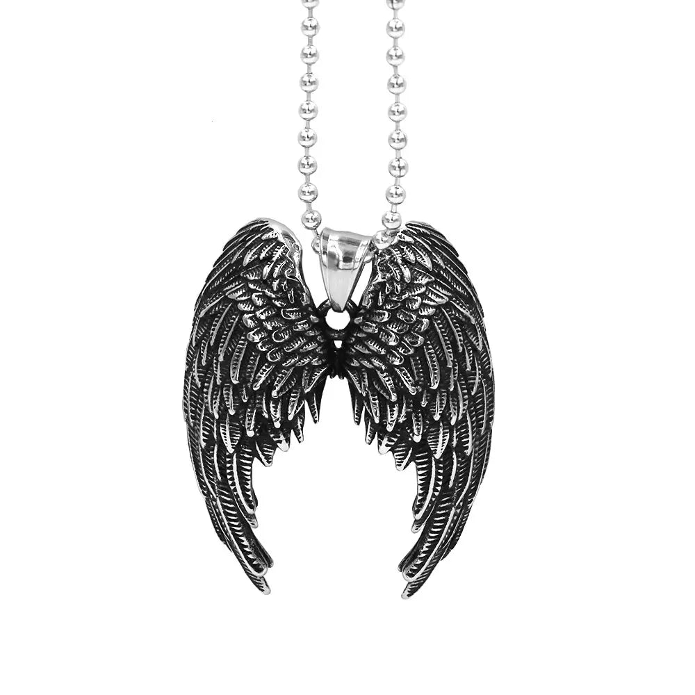 Fashion Angel Wing Pendant Necklace Stainless Steel Exquisite Feather Eagle Wings Men Women Pendant Couple Charm Jewelry Gift