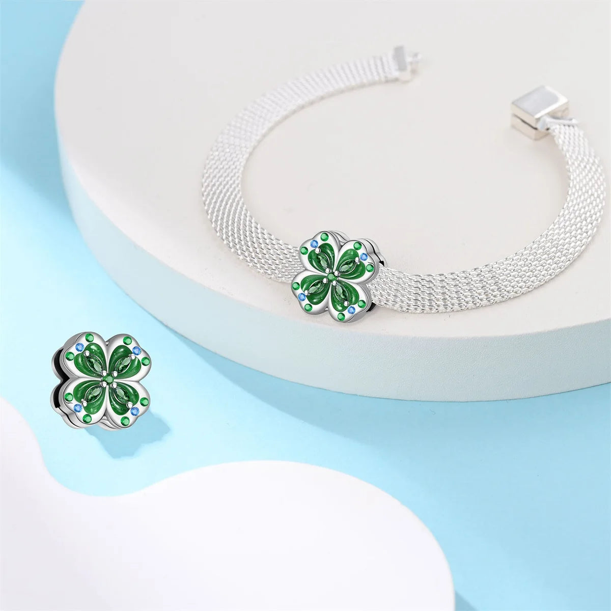 925 Sterling Silver Charm Green Monstera Leaves Charm Fit Bracelet Original Charm Bead for Women Jewelry DIY Making Fine Gift