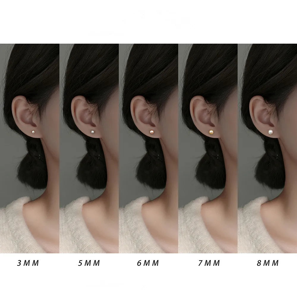 925 Sterling Silber Elegante Natürliche Süßwasser Kleine Perlen Ohrstecker Klassischer Basic Schmuck Für Frauen Geburtstagsgeschenke