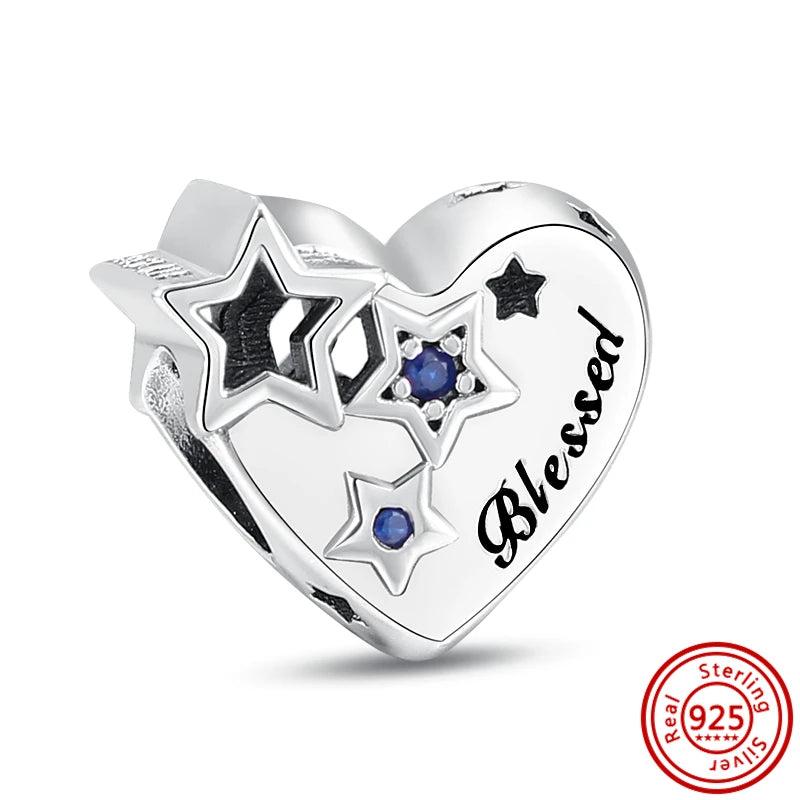 Authentic 100% 925 Sterling Silver Fit Original Pantaro Charms Bracelet Heart Round Style Simple Beads Women DIY Jewelry Making