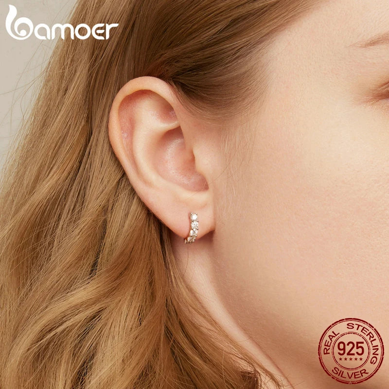 BAMOER 1cttw Classic Moissanite Hoop Earrings For Women, 925 Sterling Silver Sparkling Huggie Earrings Engagement Jewelry Gifts