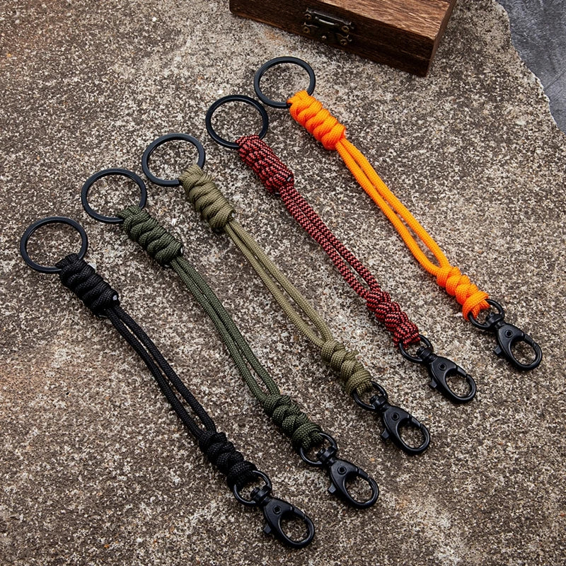MKENDN Outdoor Rock Climbing Paracord Snake Knot Keychain Camping Rescue Emergency Rope Double Buckle Key Chains Handmade Gifts - Madeinsea©