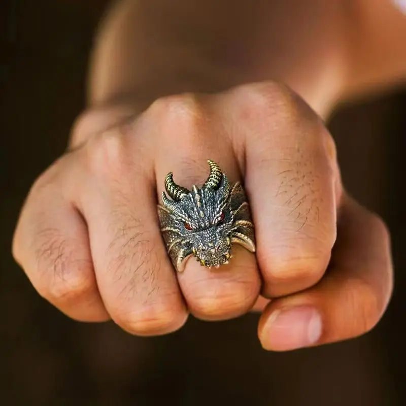 Retro Fire-Breathing Dragon Ring
