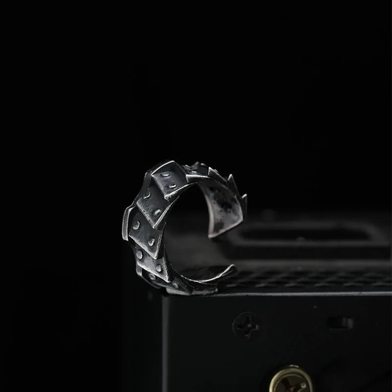 Retro Cyberpunk Gear Armor Ring For Men Antique Punk Gothic Adjustable Ring Handmade Rock Biker Accessories Man Jewelry Gift