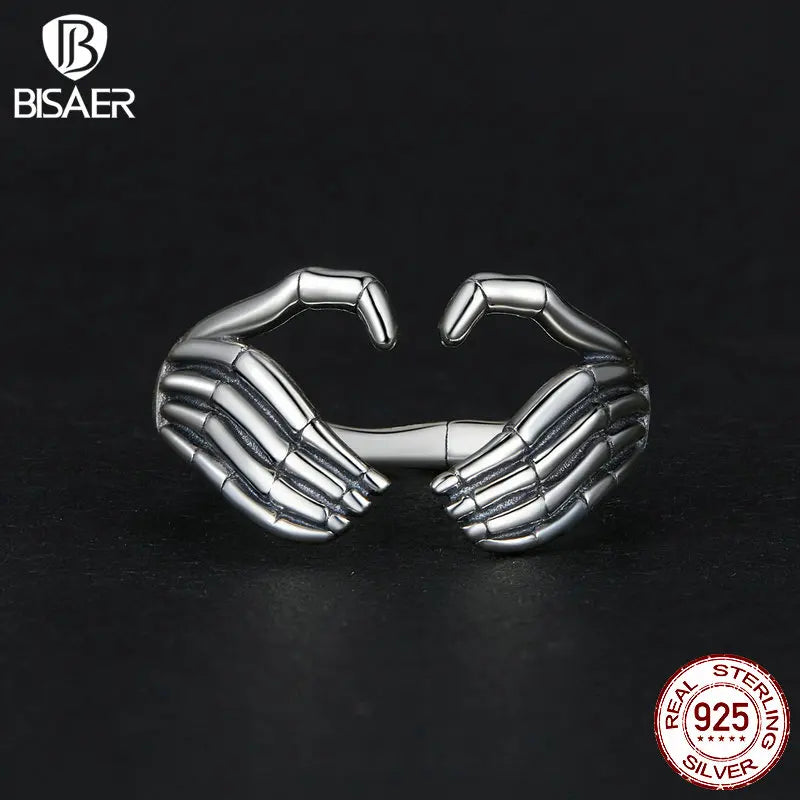 BISAER Ensemble de bijoux vintage en argent sterling 100 % 925 avec tête de mort et boucles d'oreilles à tige pour femme, cadeau de fête d'Halloween