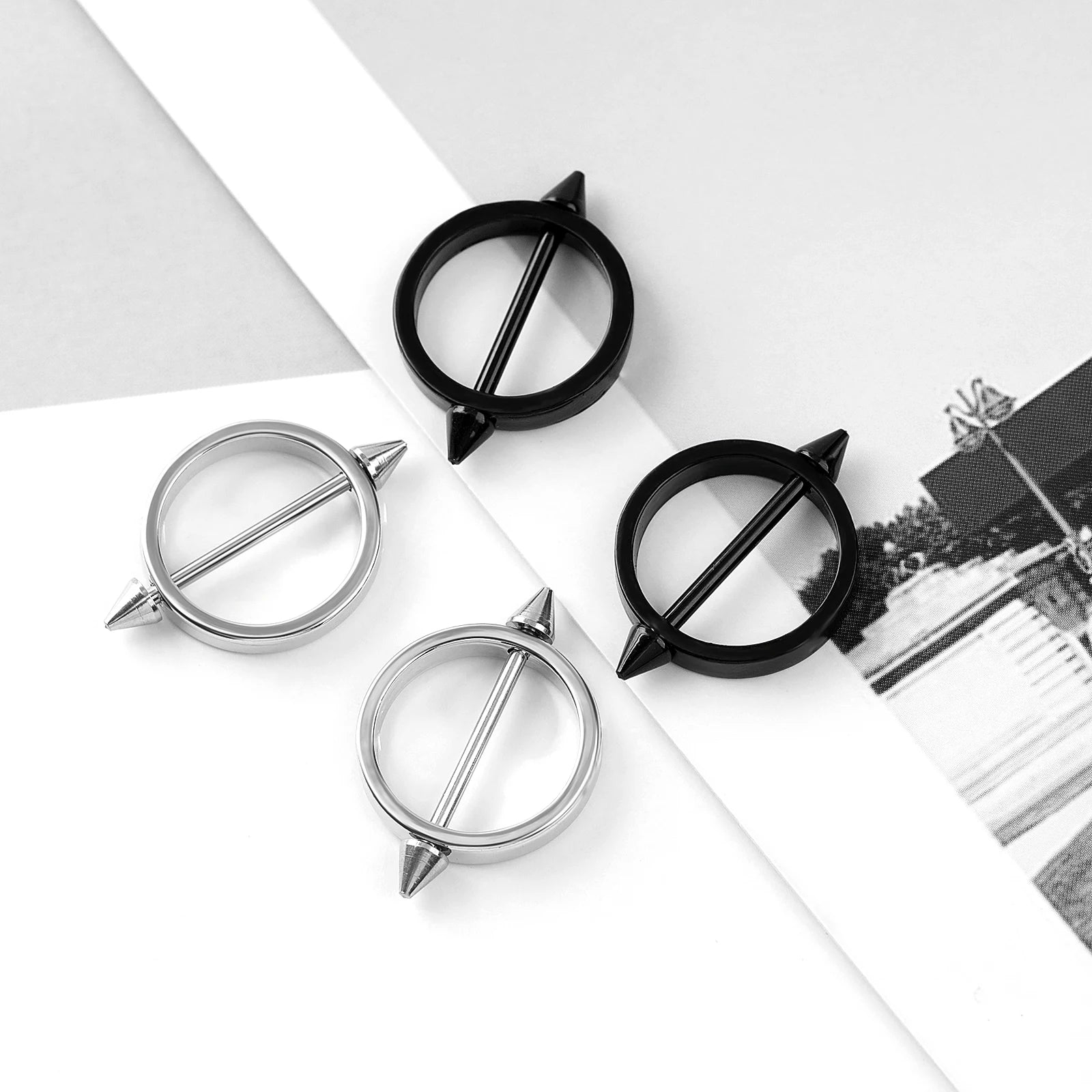 1Pair Gothic Stainless Steel Round Straight Barbells Industrial Nipple Piercing Sexy Ladies Nipple Simple Body Piercing Jewelry