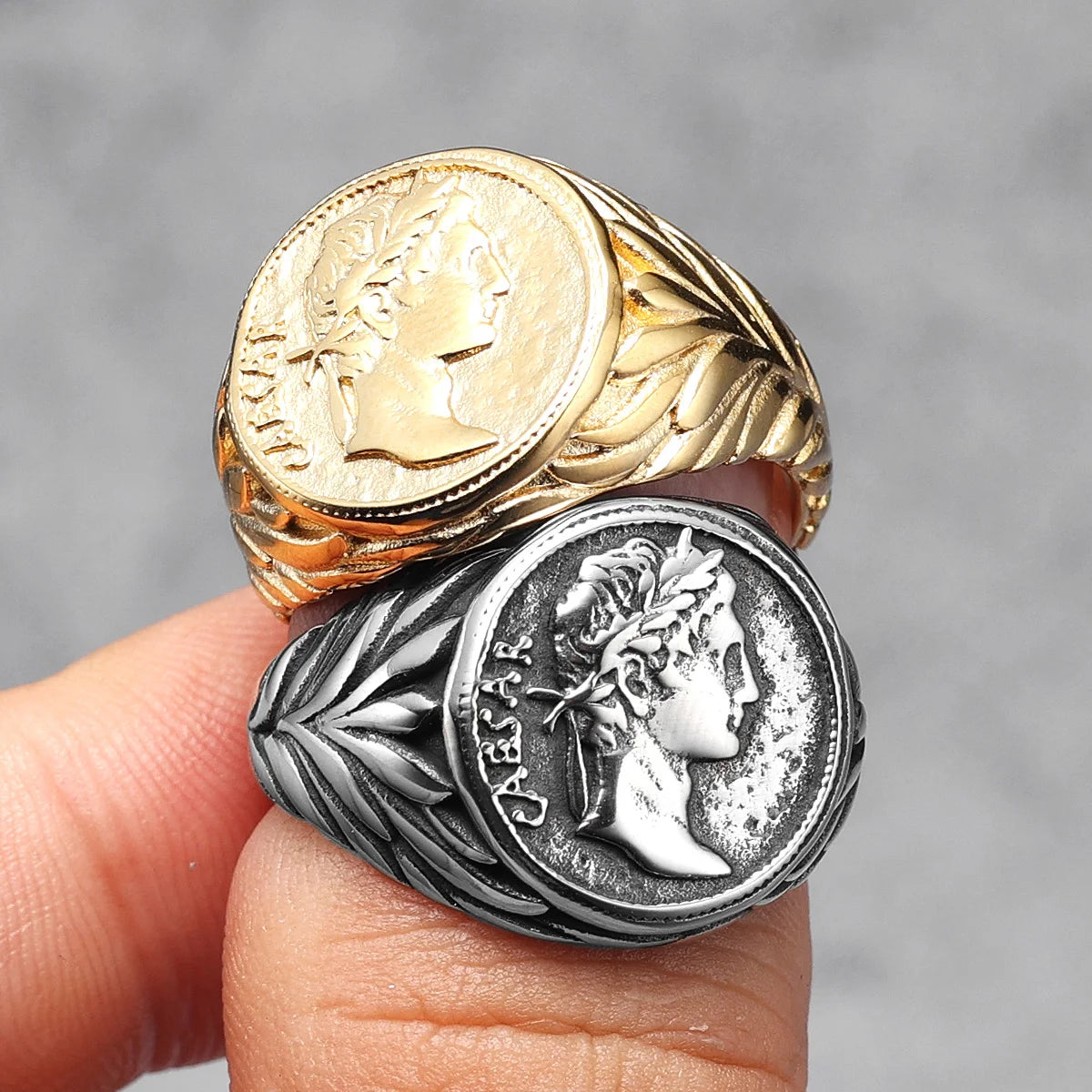 Caesar Gesicht Ring 316L Edelstahl Männer Ringe Victory Roma Statue Punk Rock für Männliche Biker Freund Schmuck Geschenk Dropshipping