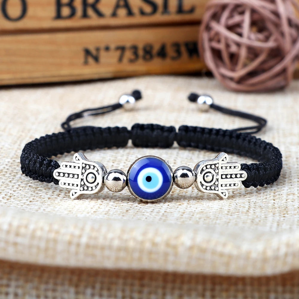 Classic Blue Turkish Evil Eyes Bracelets for Women Hand of Fatima Lucky Red Braided Rope Chain Bracelets Female Handmade Jewelry