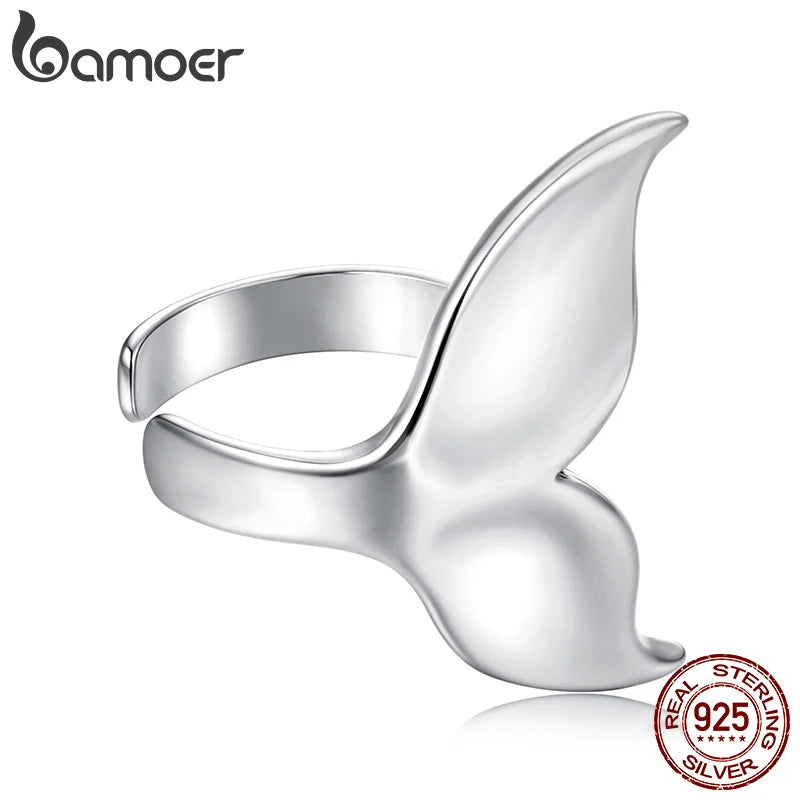 BAMOER Mono 925 Sterling Silver Mermaid Tail Ear Cuff for Women Teen Girls Statement Elegant Ear Clip 1PCS