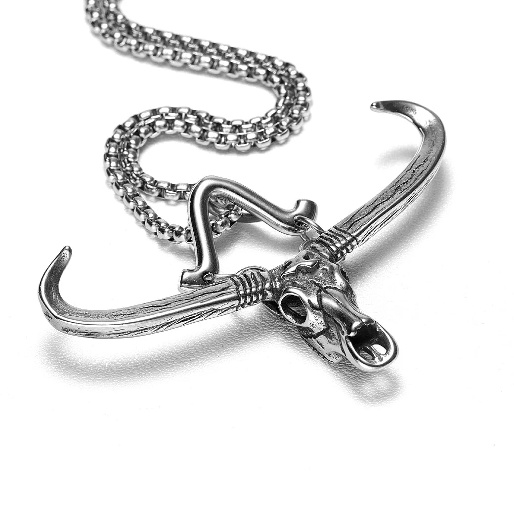 Ankole Watusi Necklaces 316L Stainless Steel Yak Men Pendants Chain Rock Hip Hop Party for Friend Male Jewelry Gift Wholesale
