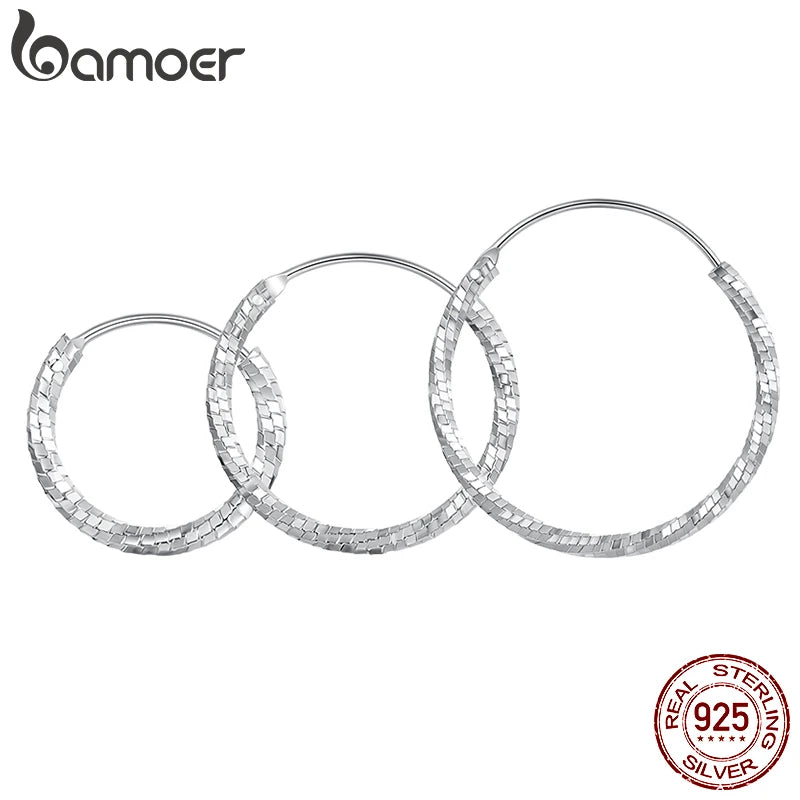 BAMOER 925 Sterling Silber Creolen für Damen, leichte, große Creolen, hypoallergen, trendige Eiswürfel-Creolen