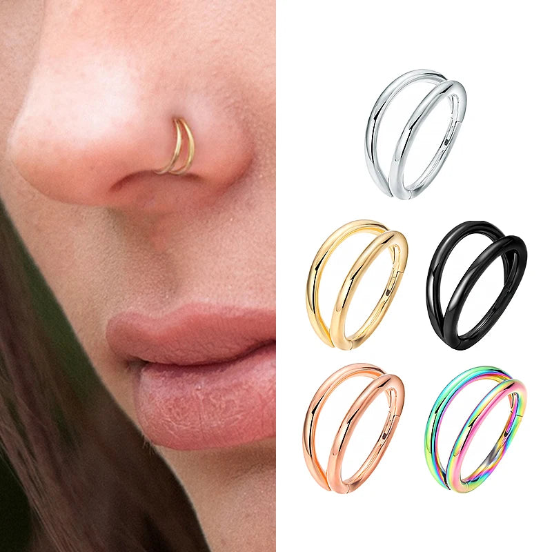 Double Hoops Stainless Steel Nose Ring