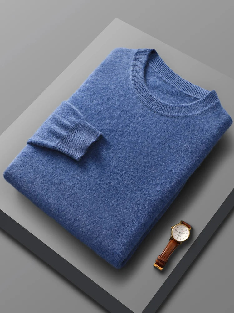 Spring Autumn 100% Merino Wool Pullover Sweater Men O-neck Long Sleeve Cashmere Knitwear Pullover Female Clothing Grace Tops