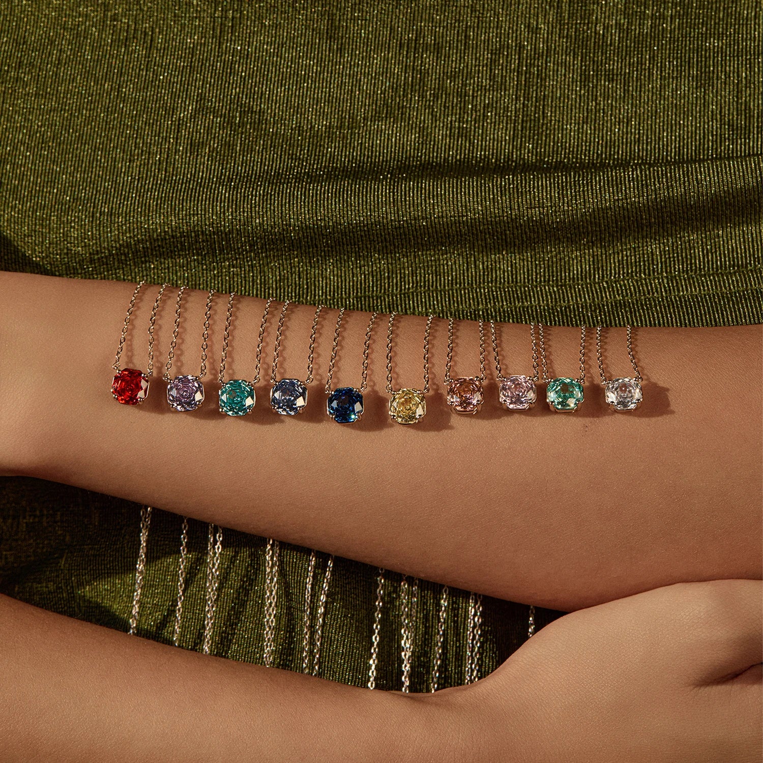 MODIAN 925 Sterling Silver Necklaces Multi-Color Octagon Rose Cut Zirconia Fashion Pendant Necklaces For Women Fine Jewelry