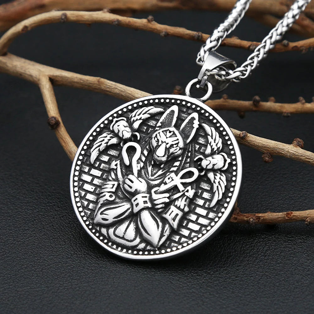 Collier pendentif Anubis en acier inoxydable, nouveau design, colliers d'amulette égyptienne de mode vintage pour hommes et femmes, bijoux de mythologie
