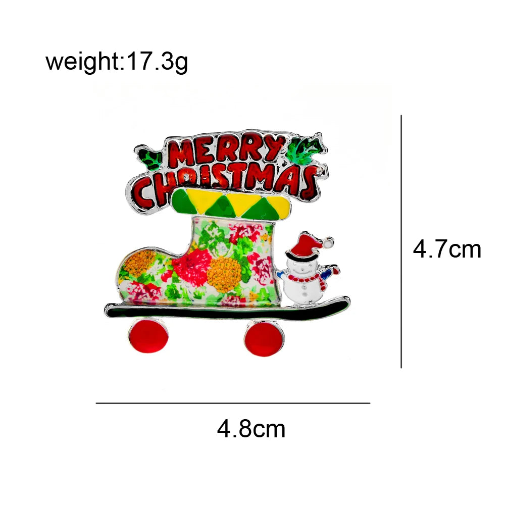 CINDY XIANG Enamel Boot And Snowman Brooch Christmas Pin Fashion Jewelry New Arrival 2021 Coat Kids Accessories High Quality