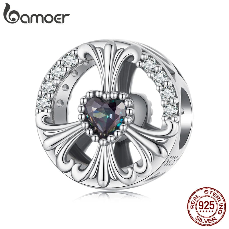 BAMOER Solid 925 Sterling Silver Round-Shaped Anti-war Charm Bead fit Original Bracelet DIY Bamoer Charm for Jewelry Making