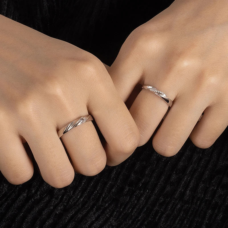 PERFANY S925 Pure Silver Moissanite Ring for Women Men Classic Couple Ring Wedding Jewelry Christmas Gift