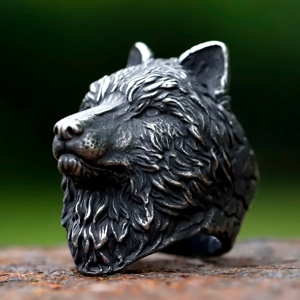 2023 NEW Men's 316L stainless steel rings Nose Viking Style Scandinavian wolf head Animal Ring Jewelry Amulet Gifts