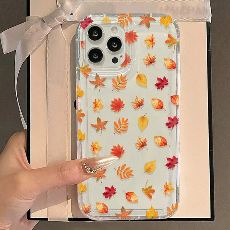 Warm Autumn Leaf Pattern Phone Case For Xiaomi Redmi Note 13 12 12S 11 11S 10 10S Pro Plus 5G Redmi 13C 4G Silicone Clear Cover