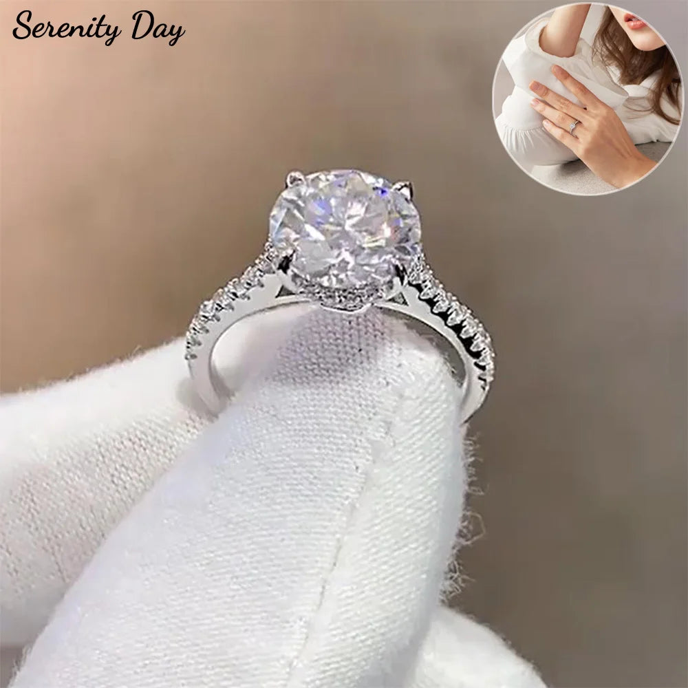 Serenity 1ct 2ct 3ct 4ct D Color Moissanite Rings For Women Man Gift 100% S925 Sterling Silver Eternity Rings Plated 18K Jewelry - Madeinsea©