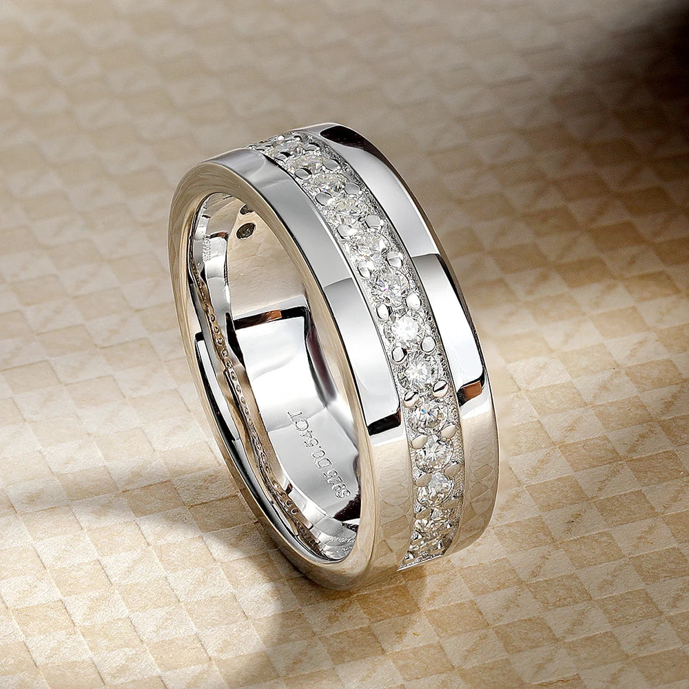 Serenity 2mm D Color Moissanite Rings for Men Gift 100% S925 Sterling Silver Plated 18K Lab Diamond Eternity Rings Fine Jewelry - Madeinsea©