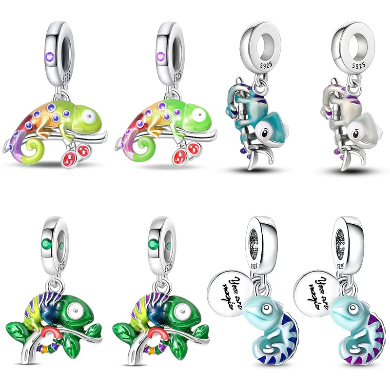 925 Silver Plated Luminous Chameleon Change Color Butterfly Insect Charms Pendant Fit Pandach 925 Original Bracelets DIY Jewelry
