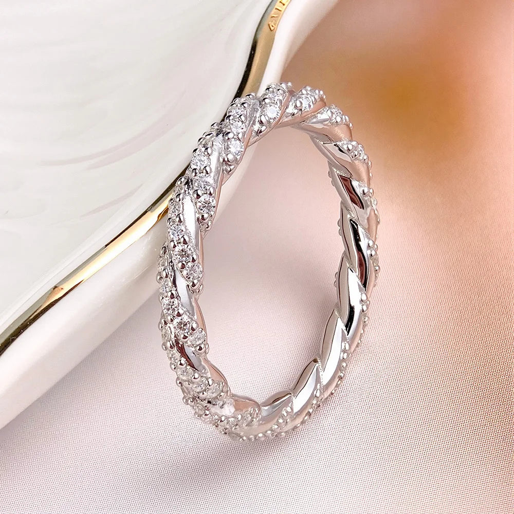Serenity D Color Moissanite Row Rings for Women Gift 100% S925 Sterling Silver Plated 18K Sparkling Eternity Rings Fine Jewelry - Madeinsea©