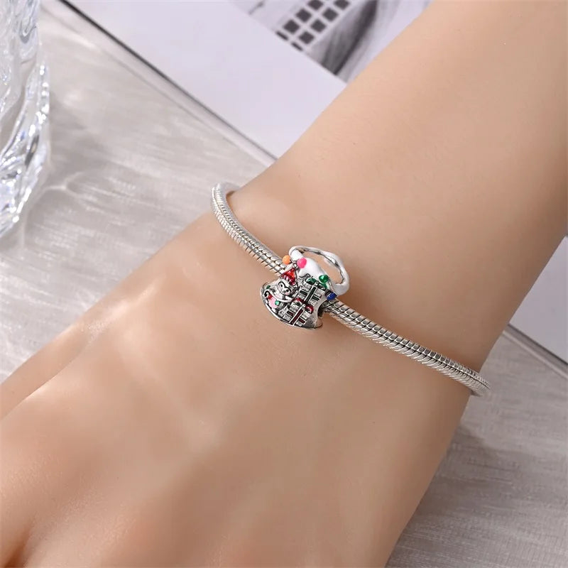 2024 neue 925 Sterling Silber Kleidung Socken Elch Schlitten Weihnachten Serie Bead Fit Original Armband Schlange Kette Perlen Frauen Geschenk