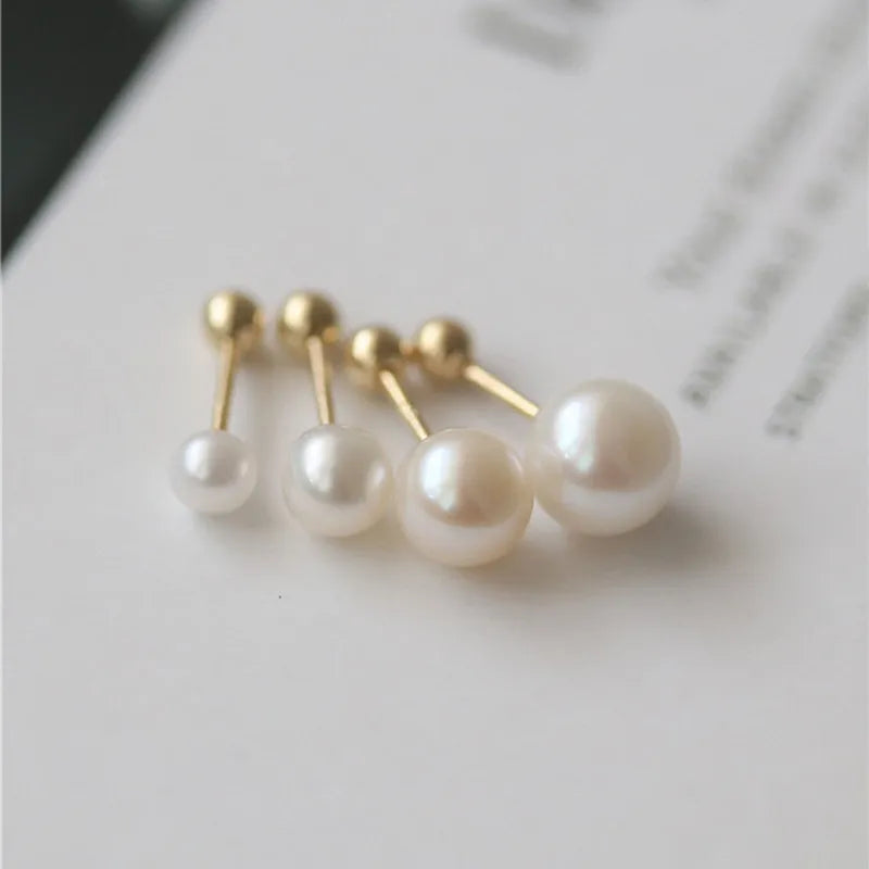925 Sterling Silver Delicate Shell Pearls Mini Stud Earrings for Women Korean Sweet Temperament Jewelry Accessories