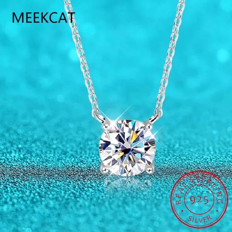 White Gold Plated 1-10CT Moissanite Necklace for Women Classic Four Claws Pendant Wedding Jewelry 925 Sterling Silver GRA