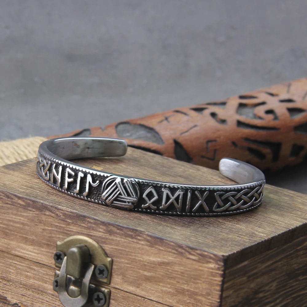 Handmade Nordic Rune Bangle Bracelet (with wooden gift box) - Madeinsea©